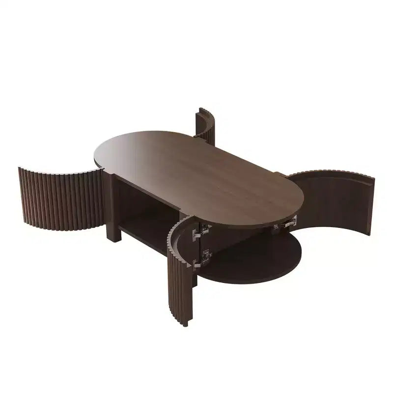 Table d'appoint ou de chevet pivotante Whisen 360 en loupe avec 2 tiroirs cachés, Table d'appoint pivotante moderne
