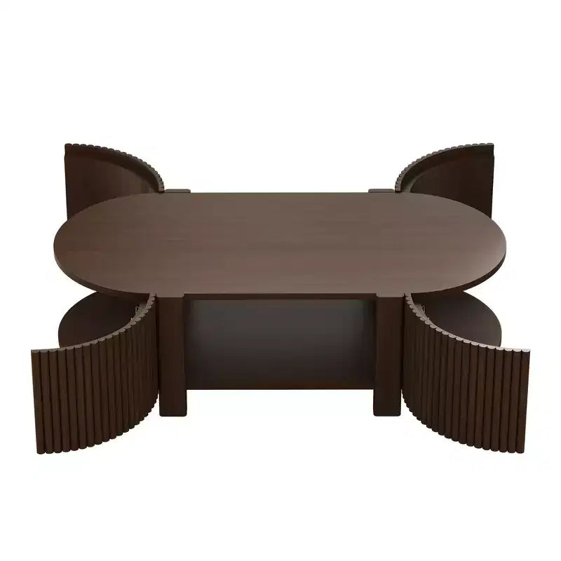 Table d'appoint ou de chevet pivotante Whisen 360 en loupe avec 2 tiroirs cachés, Table d'appoint pivotante moderne