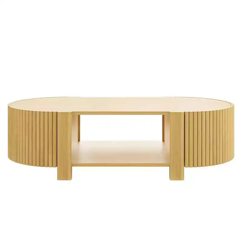Table d'appoint ou de chevet pivotante Whisen 360 en loupe avec 2 tiroirs cachés, Table d'appoint pivotante moderne