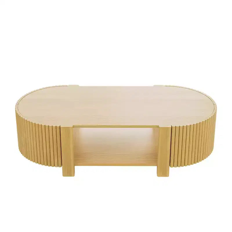 Table d'appoint ou de chevet pivotante Whisen 360 en loupe avec 2 tiroirs cachés, Table d'appoint pivotante moderne