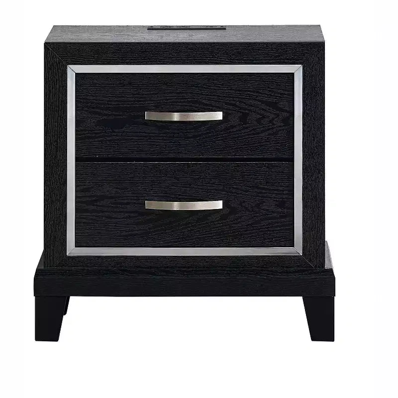 Passion Furniture Livingston Black 2-Drawer 23 in. W Nightstand
