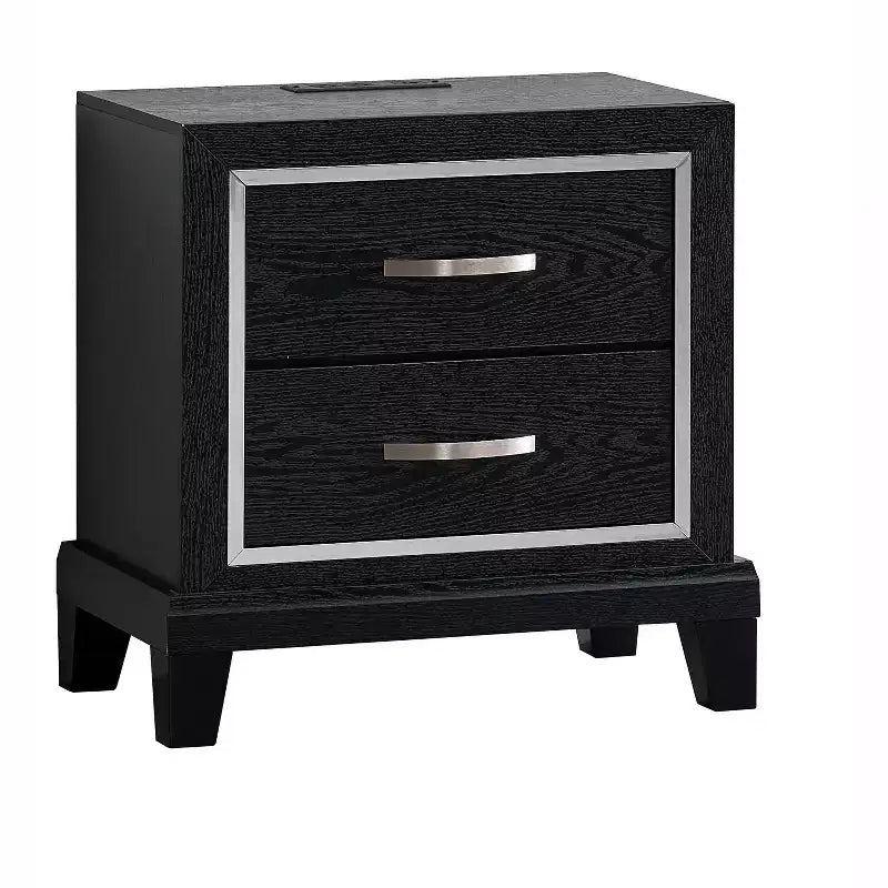 Passion Furniture Livingston Chevet noir à 2 tiroirs de 23 po de largeur