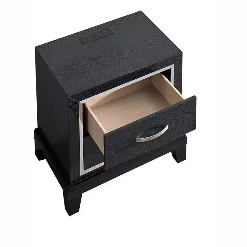 Passion Furniture Livingston Chevet noir à 2 tiroirs de 23 po de largeur