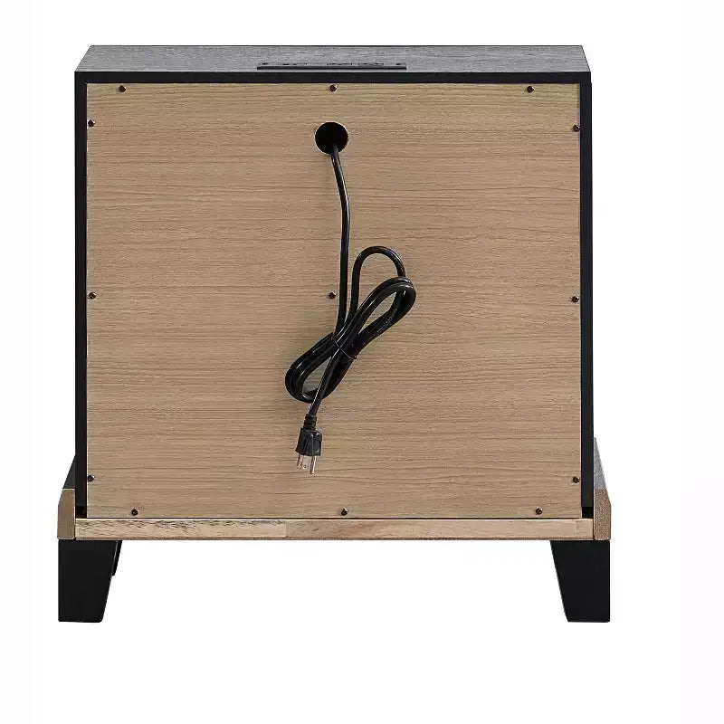 Passion Furniture Livingston Chevet noir à 2 tiroirs de 23 po de largeur
