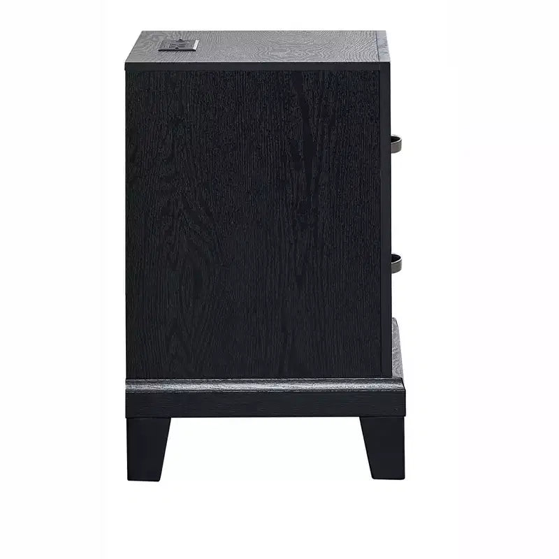 Passion Furniture Livingston Chevet noir à 2 tiroirs de 23 po de largeur