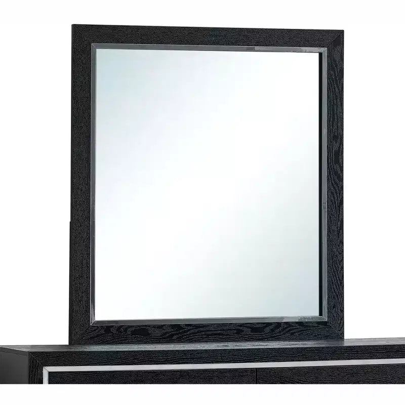Passion Furniture Livingston Miroir de commode rectangulaire en bois noir, 36 po L x 40 po H