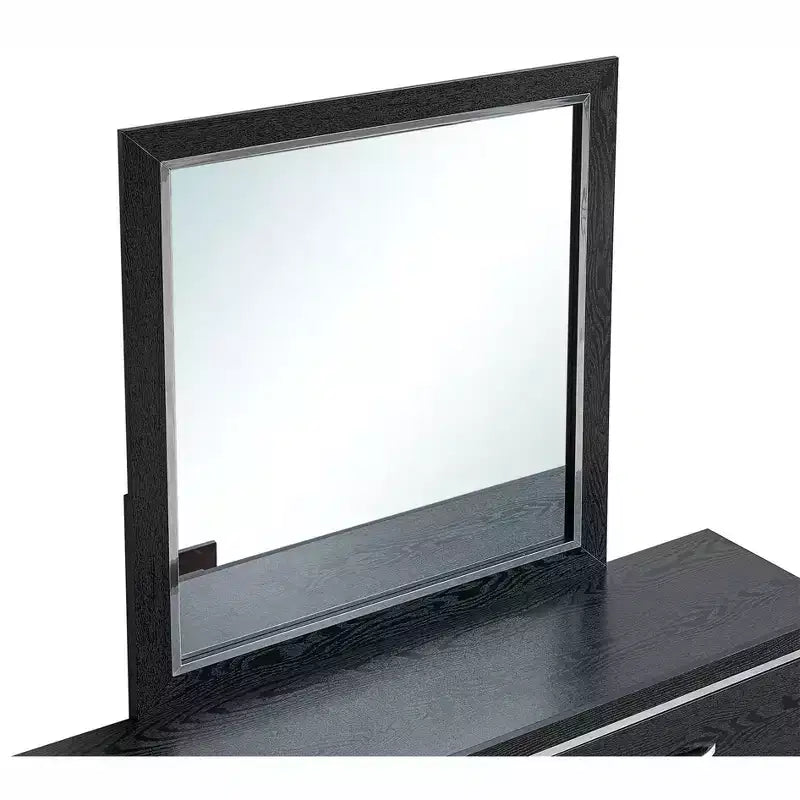 Passion Furniture Livingston Miroir de commode rectangulaire en bois noir, 36 po L x 40 po H