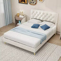 GDFStudio Ruskin Modern Wood and Velvet Upholstered Bed with Tufted Headboard