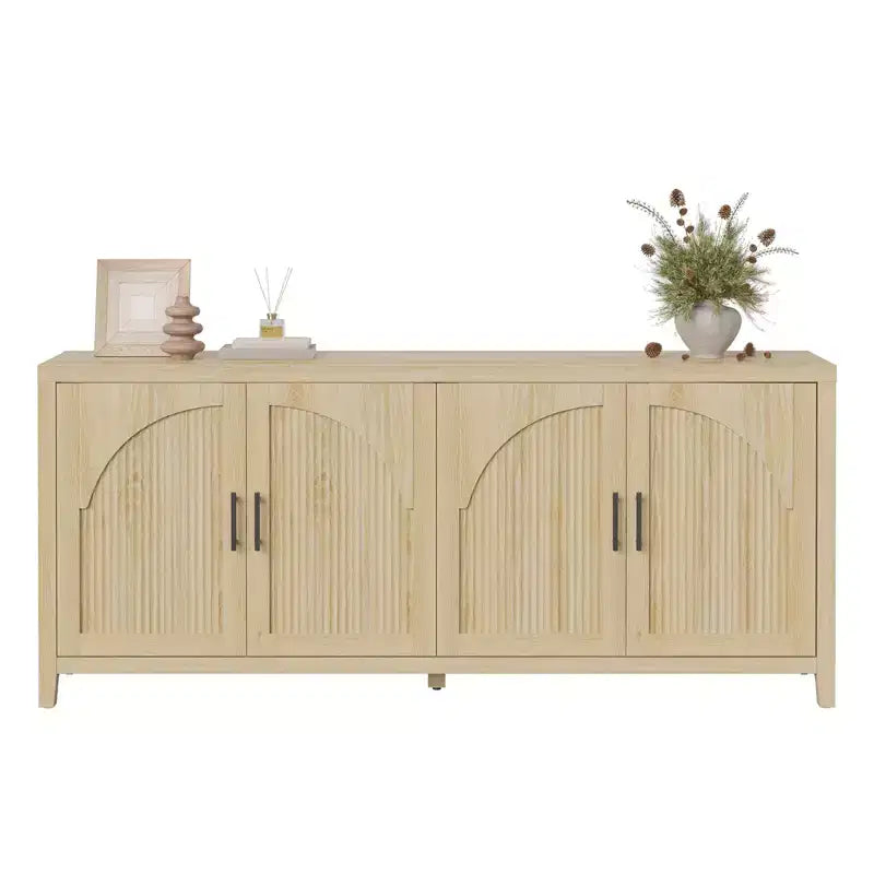 Meuble TV Bestier 70 pour téléviseurs jusqu'à 75 pouces, meuble TV d'appoint de style Mid-Century avec rangement pour salon et chambre