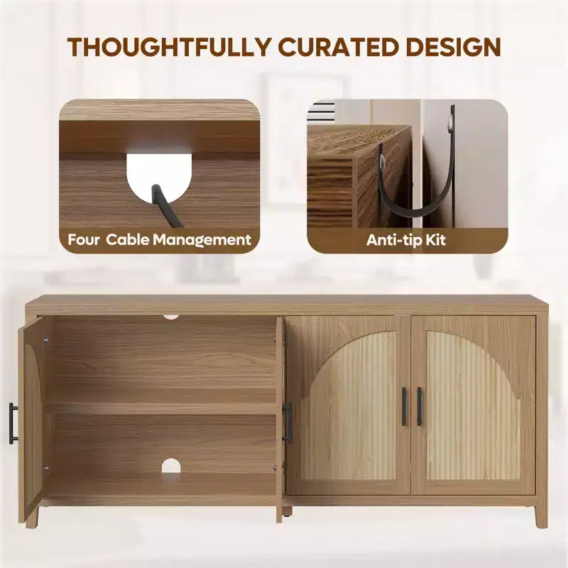 Meuble TV Bestier 70 pour téléviseurs jusqu'à 75 pouces, meuble TV d'appoint de style Mid-Century avec rangement pour salon et chambre