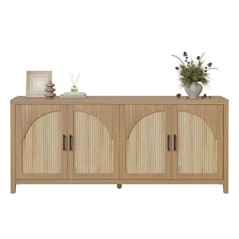 Meuble TV Bestier 70 pour téléviseurs jusqu'à 75 pouces, meuble TV d'appoint de style Mid-Century avec rangement pour salon et chambre