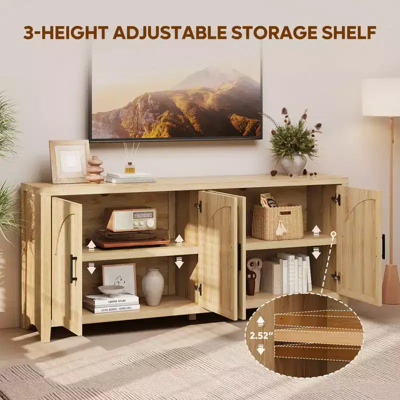 Meuble TV Bestier 70 pour téléviseurs jusqu'à 75 pouces, meuble TV d'appoint de style Mid-Century avec rangement pour salon et chambre