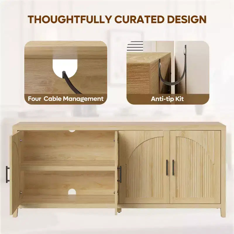 Meuble TV Bestier 70 pour téléviseurs jusqu'à 75 pouces, meuble TV d'appoint de style Mid-Century avec rangement pour salon et chambre