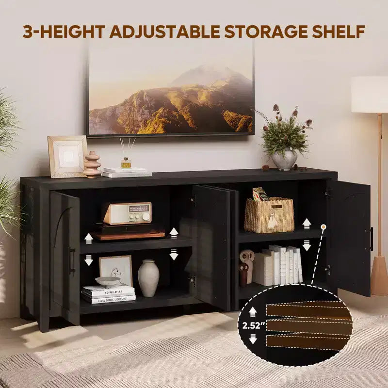 Meuble TV Bestier 70 pour téléviseurs jusqu'à 75 pouces, meuble TV d'appoint de style Mid-Century avec rangement pour salon et chambre