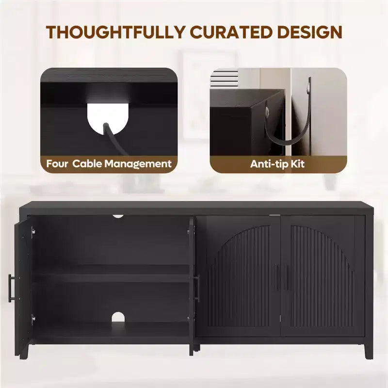 Meuble TV Bestier 70 pour téléviseurs jusqu'à 75 pouces, meuble TV d'appoint de style Mid-Century avec rangement pour salon et chambre