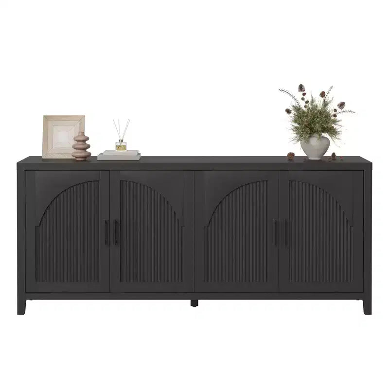 Meuble TV Bestier 70 pour téléviseurs jusqu'à 75 pouces, meuble TV d'appoint de style Mid-Century avec rangement pour salon et chambre