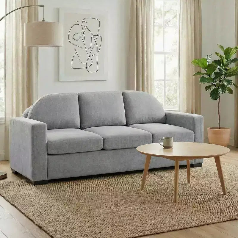 Christopher Knight Home Noor Canapé moderne 3 places 84,7 en bois avec revêtement en chenille et dossier incurvé