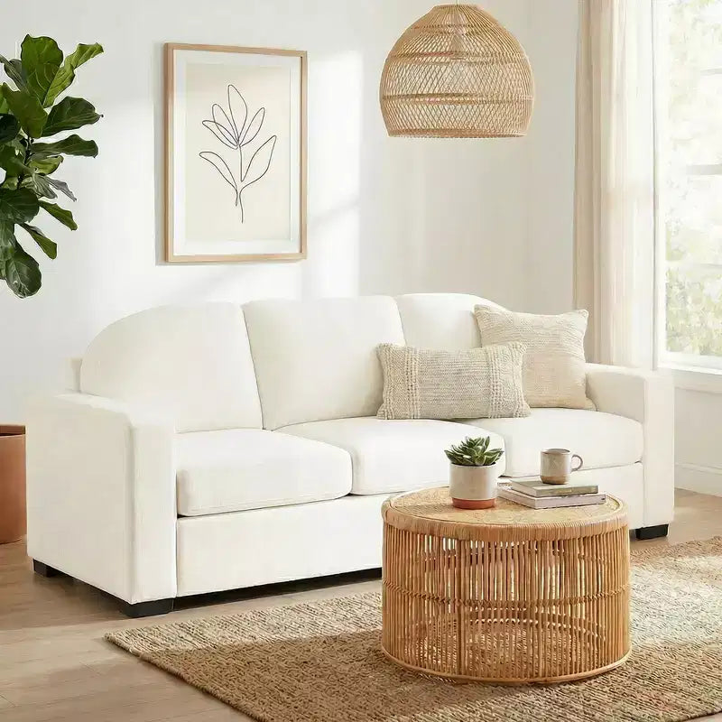 Christopher Knight Home Noor Canapé moderne 3 places 84,7 en bois avec revêtement en chenille et dossier incurvé