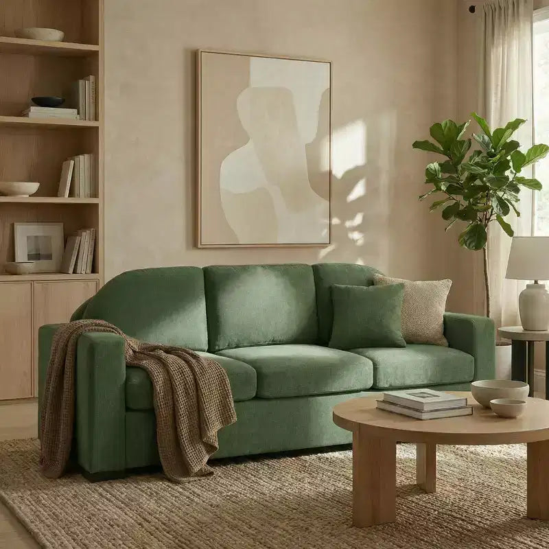 Christopher Knight Home Noor Canapé moderne 3 places 84,7 en bois avec revêtement en chenille et dossier incurvé