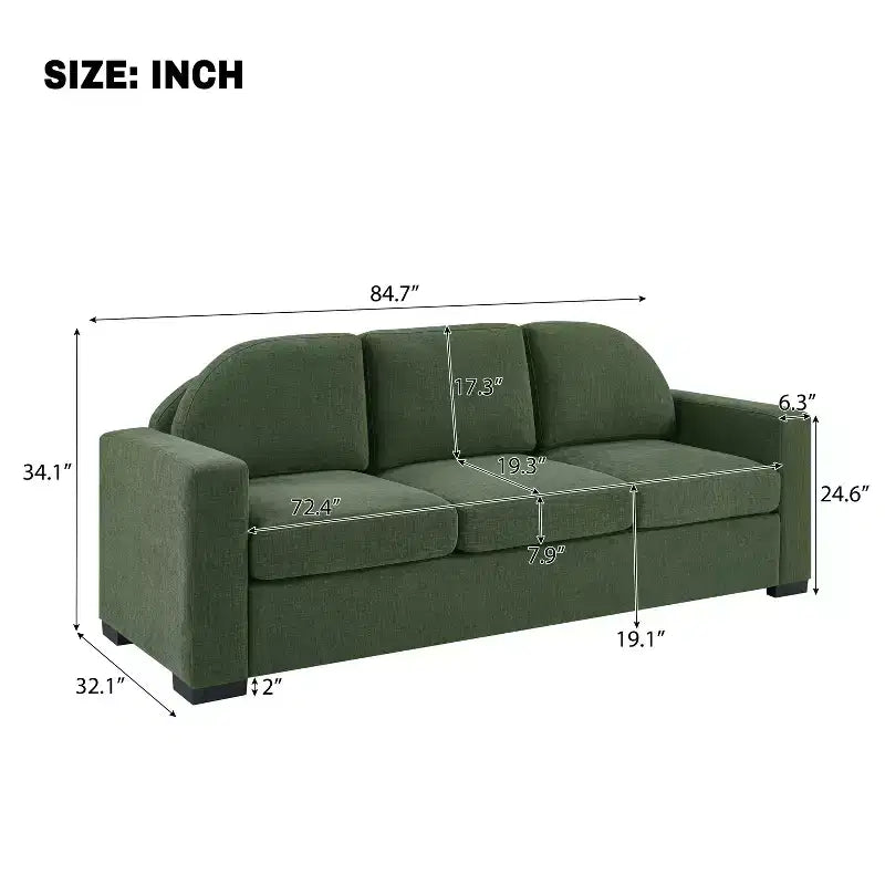Christopher Knight Home Noor Canapé moderne 3 places 84,7 en bois avec revêtement en chenille et dossier incurvé