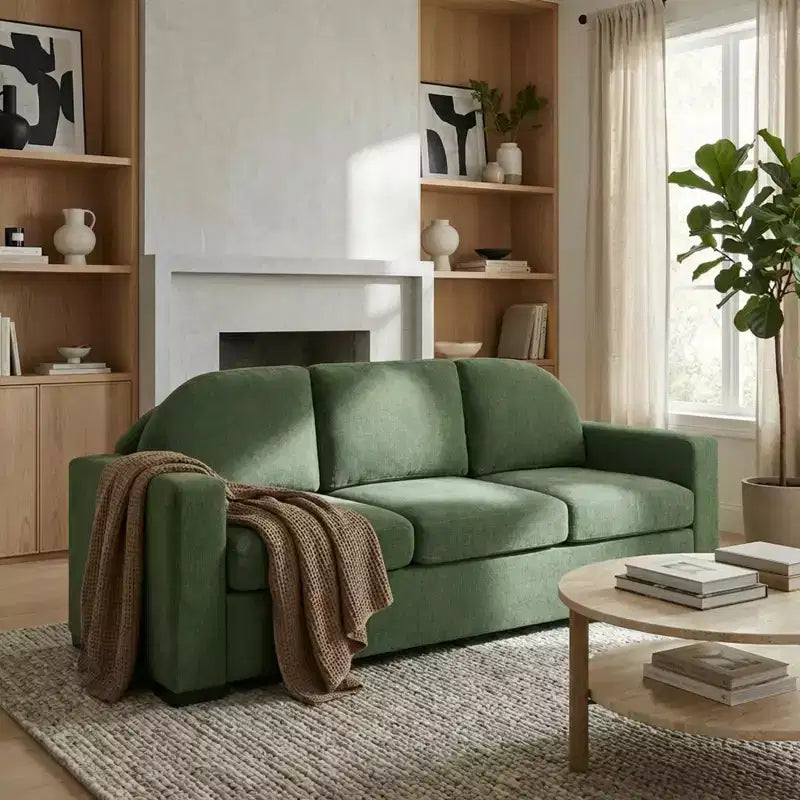 Christopher Knight Home Noor Canapé moderne 3 places 84,7 en bois avec revêtement en chenille et dossier incurvé