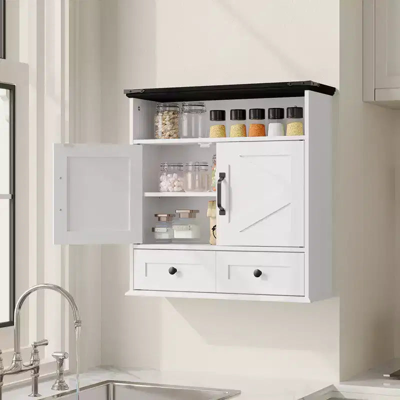 Armoire murale de salle de bain avec portes coulissantes, armoire à pharmacie au-dessus des toilettes, étagère réglable, tiroir de rangement pour salle de bain, cuisine, buanderie, entrée