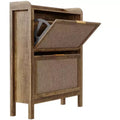 Acekool 32 Rattan Shoe Cabinet with 2 Flip Drawers Farmhouse Narrow Organizer for Entryway