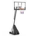 Basketball Hoop Outdoor Shatterproof PC Backboard, 4.92-10FT Stepless Adjustable Height, Portable Basketball Hoop with Wheels for Backyard