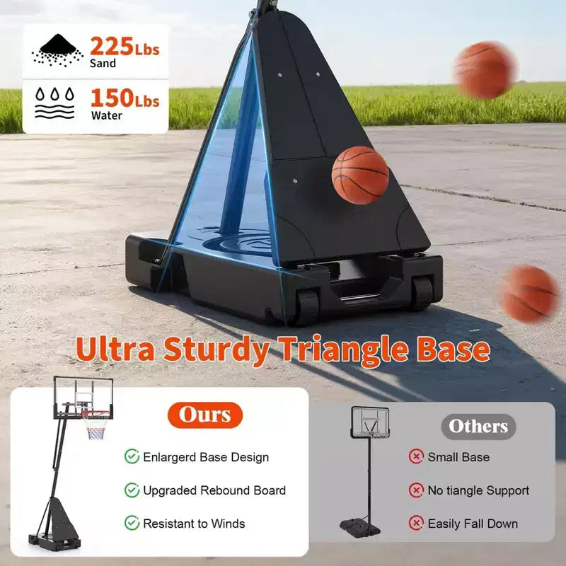 Panier de basket-ball extérieur avec panneau incassable en polycarbonate, hauteur réglable en continu de 1,5 à 3,05 m, panier de basket-ball portable avec roues pour le jardin.