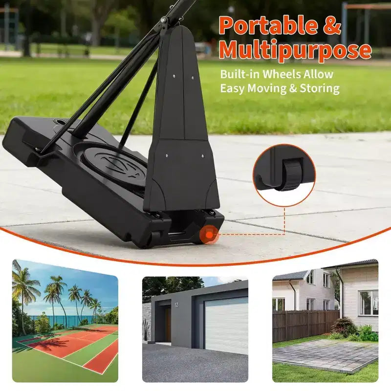 Panier de basket-ball extérieur avec panneau incassable en polycarbonate, hauteur réglable en continu de 1,5 à 3,05 m, panier de basket-ball portable avec roues pour le jardin.