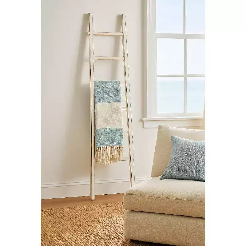 Échelle verticale décorative avec porte-serviettes pour couvertures - Meuble de rangement fin avec crochets pour chambre ou salon