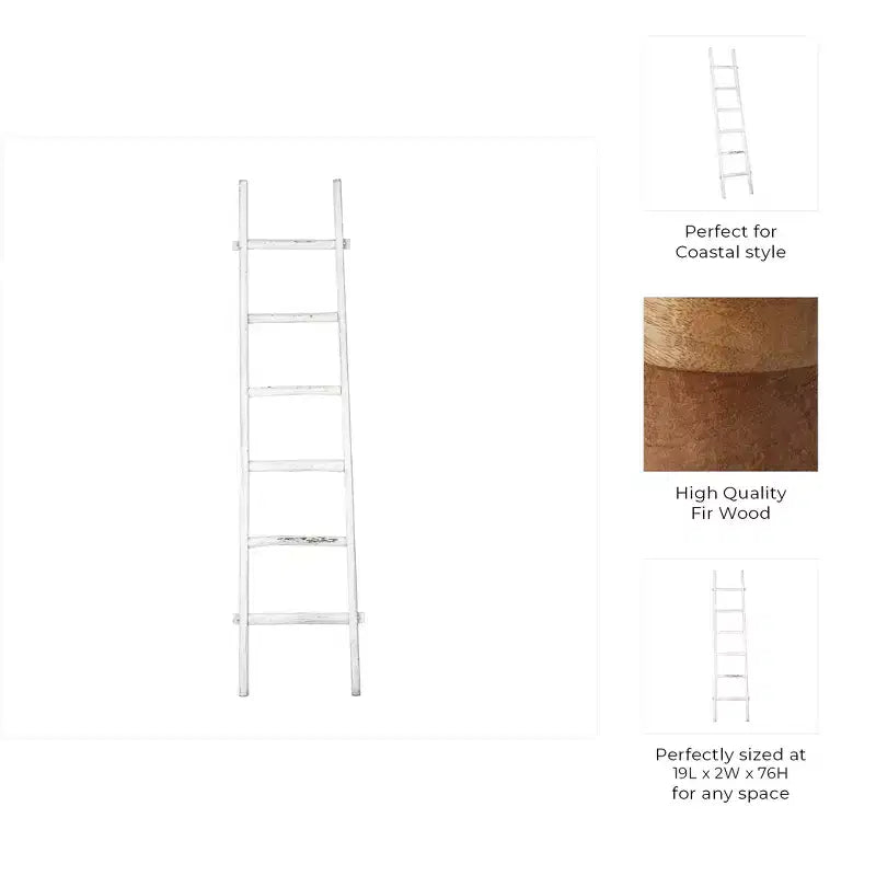 Échelle verticale décorative avec porte-serviettes pour couvertures - Meuble de rangement fin avec crochets pour chambre ou salon