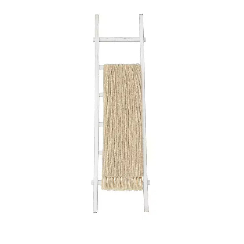 Échelle verticale décorative avec porte-serviettes pour couvertures - Meuble de rangement fin avec crochets pour chambre ou salon