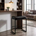 24 Modern Saddle Counter Stool, Waxed PU Leather Bar Stool with Curved Seat & Footrest for Kitchen Island, Living Room, Dining & Cafe