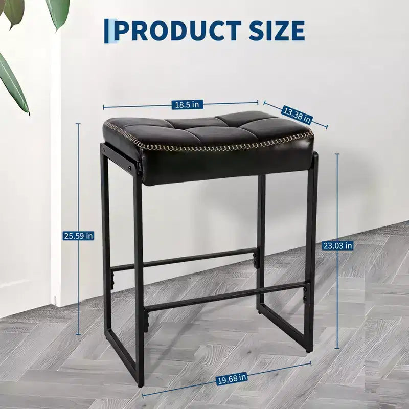 Tabouret de comptoir moderne en cuir PU ciré avec siège incurvé et repose-pieds, pour îlot de cuisine, salon, salle à manger et café