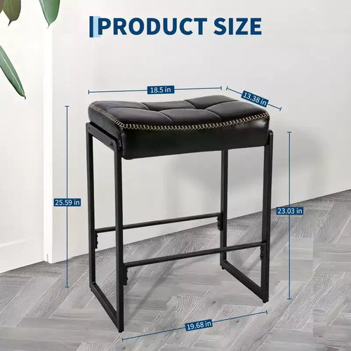 Tabouret de comptoir moderne en cuir PU ciré avec siège incurvé et repose-pieds, pour îlot de cuisine, salon, salle à manger et café