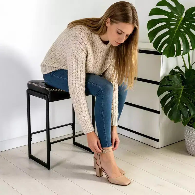 Tabouret de comptoir moderne en cuir PU ciré avec siège incurvé et repose-pieds, pour îlot de cuisine, salon, salle à manger et café