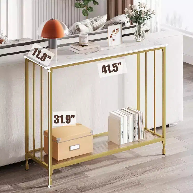 Console étroite, Table d'appoint petite pour canapé, Table de canapé étroite avec étagères pour entrée, couloir, salon, hall, bureau