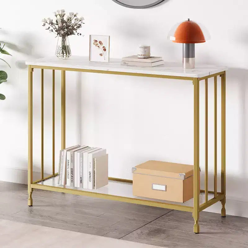 Console étroite, Table d'appoint petite pour canapé, Table de canapé étroite avec étagères pour entrée, couloir, salon, hall, bureau