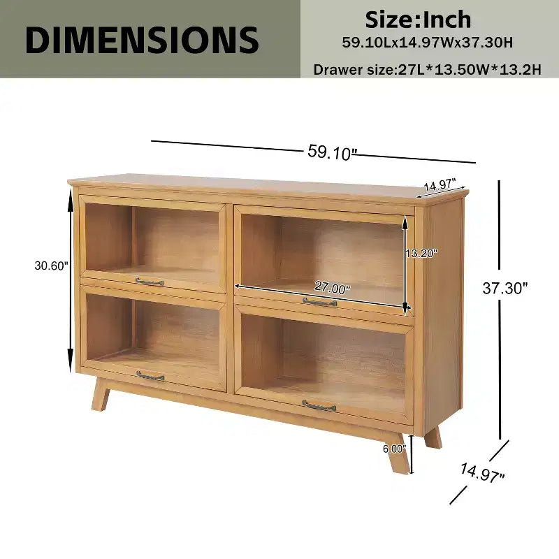 Meuble de rangement en bois Christopher Knight Home Emerson Mid-Century Modern avec 4 portes vitrées