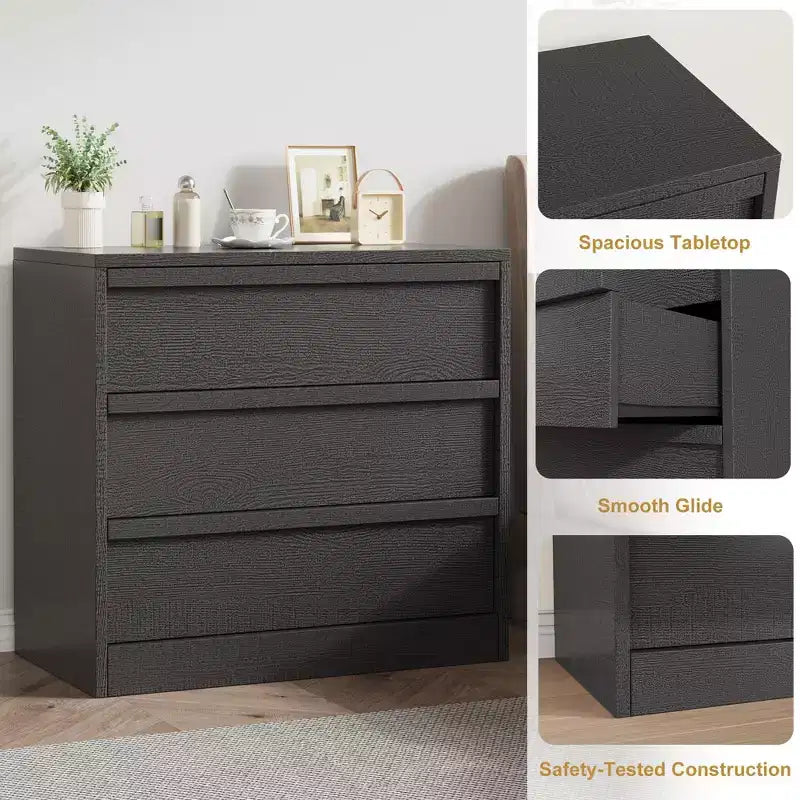 Buffet 3 tiroirs Acekool, meuble de rangement moderne pour salle à manger, chambre et entrée