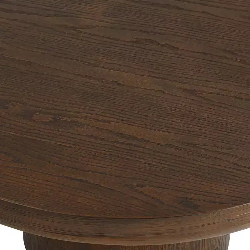 Table basse piédestal Regency Hill Owen 36 po en bois, style rustique moderne, finition noyer