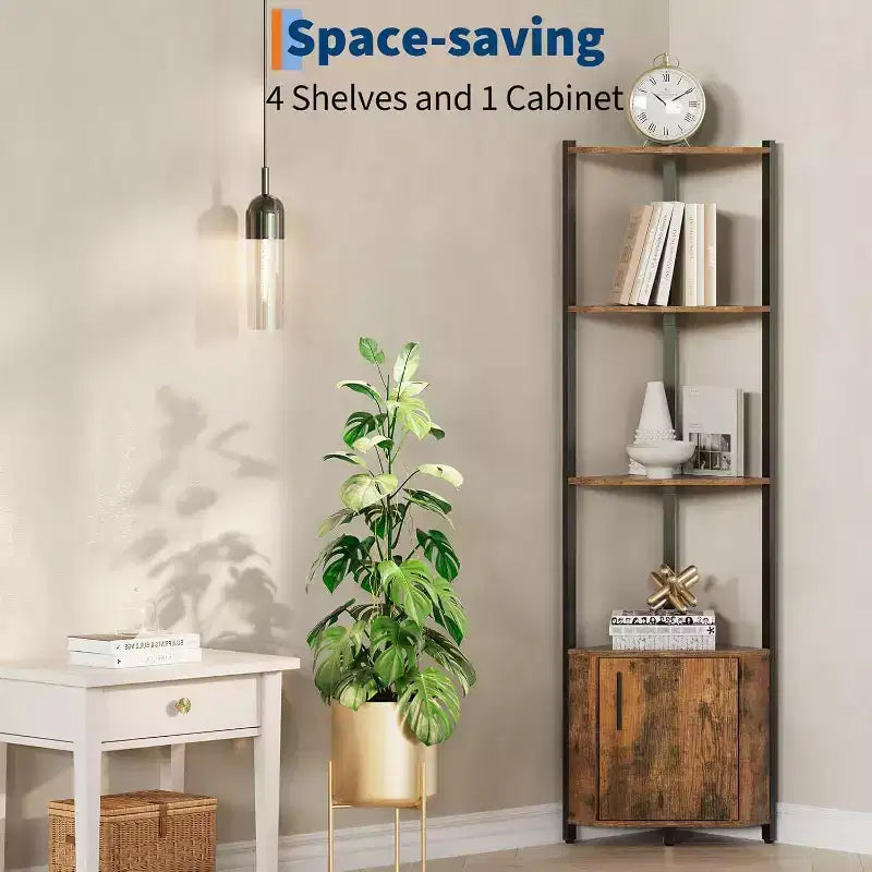 Étagère d'angle à 5 niveaux, étagère murale moderne, luminosité réglable, rangement peu encombrant pour chambre, salon, bureau
