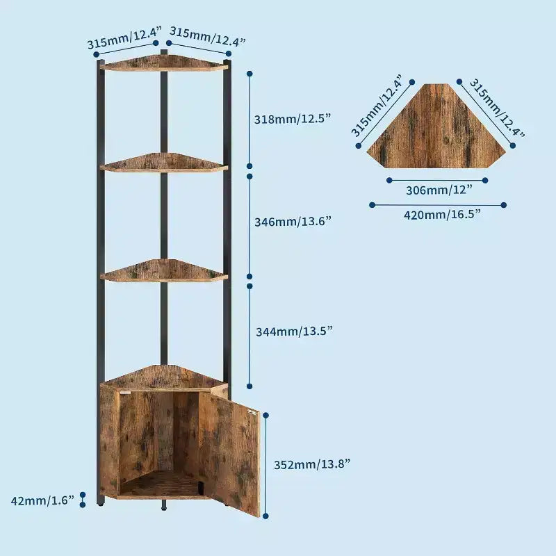Étagère d'angle à 5 niveaux, étagère murale moderne, luminosité réglable, rangement peu encombrant pour chambre, salon, bureau
