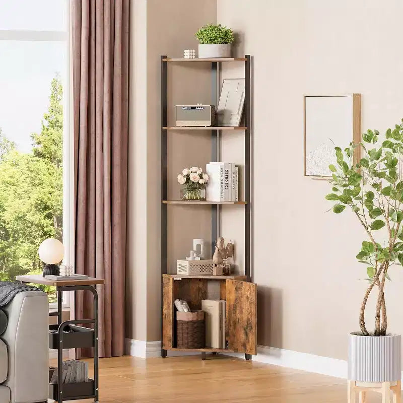 Étagère d'angle à 5 niveaux, étagère murale moderne, luminosité réglable, rangement peu encombrant pour chambre, salon, bureau
