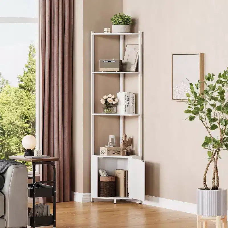 Étagère d'angle à 5 niveaux, étagère murale moderne, luminosité réglable, rangement peu encombrant pour chambre, salon, bureau