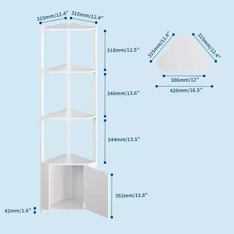 Étagère d'angle à 5 niveaux, étagère murale moderne, luminosité réglable, rangement peu encombrant pour chambre, salon, bureau