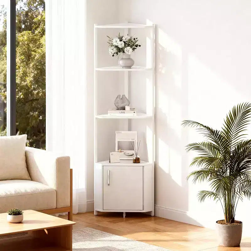 Étagère d'angle à 5 niveaux, étagère murale moderne, luminosité réglable, rangement peu encombrant pour chambre, salon, bureau