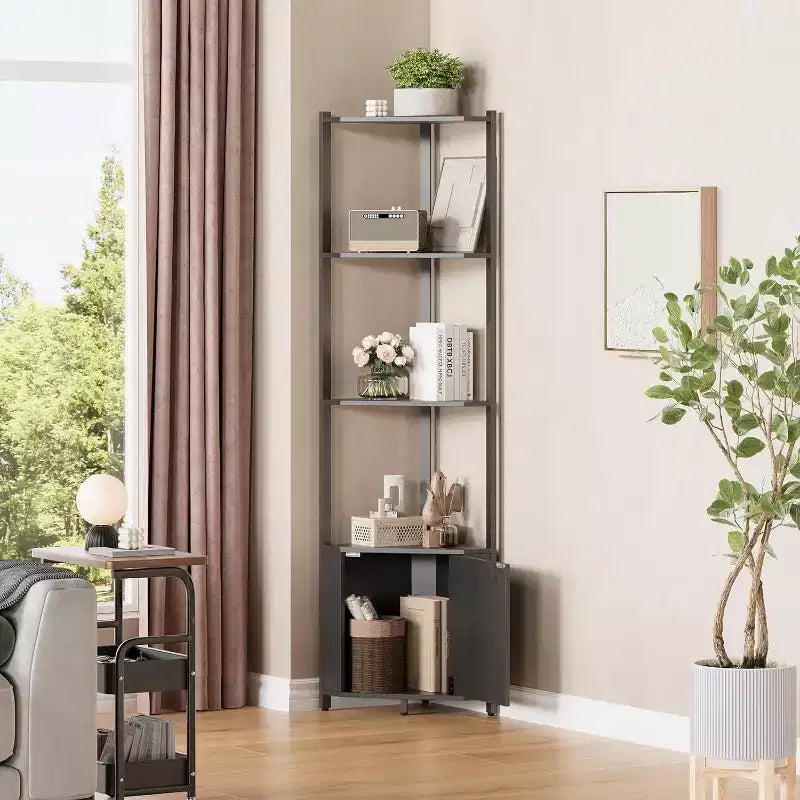 Étagère d'angle à 5 niveaux, étagère murale moderne, luminosité réglable, rangement peu encombrant pour chambre, salon, bureau