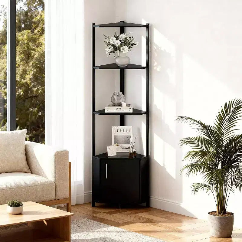 Étagère d'angle à 5 niveaux, étagère murale moderne, luminosité réglable, rangement peu encombrant pour chambre, salon, bureau